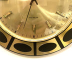 Staiger Op Art Wall Clock – 1970s Gold & Black Bezel, West Germany, New Old Stock