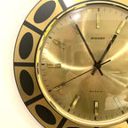 Staiger Op Art Wall Clock – 1970s Gold & Black Bezel, West Germany, New Old Stock