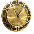 Staiger Op Art Wall Clock – 1970s Gold & Black Bezel, West Germany, New Old Stock