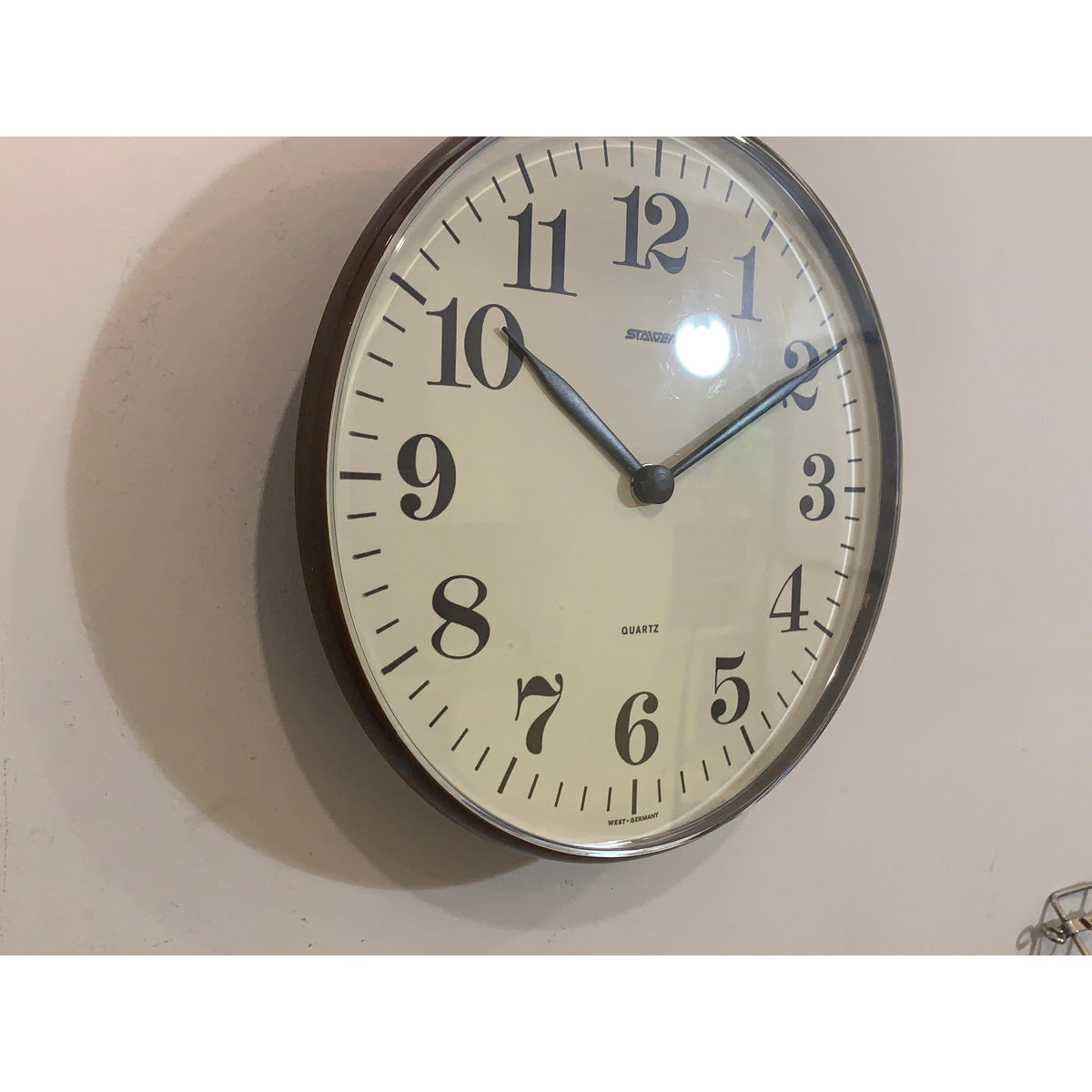 Staiger Wall Clock Vintage West Germany Quartz Brown Cream 70s 80s