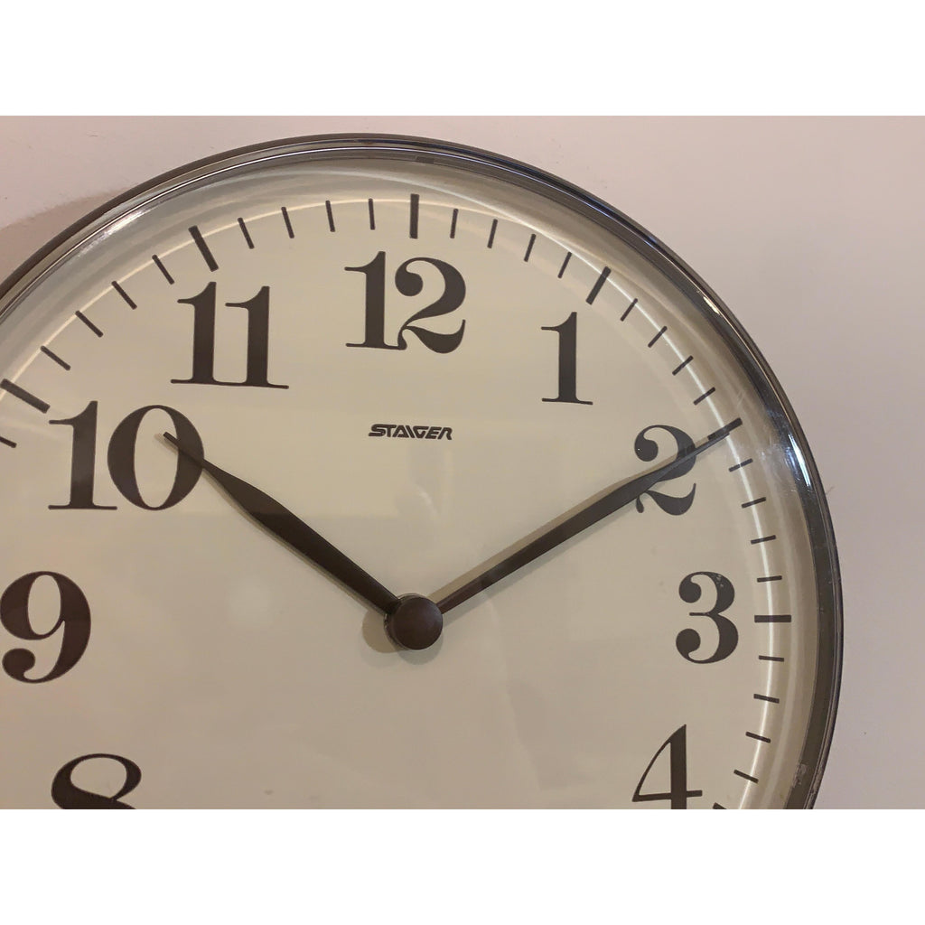 Staiger Wall Clock Vintage West Germany Quartz Brown Cream 70s 80s