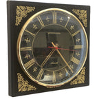 Standard Automatic Wall Clock – Irish Made, Black & Gold Fleur de Lis, 1960s