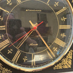 Standard Automatic Wall Clock – Irish Made, Black & Gold Fleur de Lis, 1960s