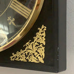 Standard Automatic Wall Clock – Irish Made, Black & Gold Fleur de Lis, 1960s