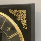Standard Automatic Wall Clock – Irish Made, Black & Gold Fleur de Lis, 1960s