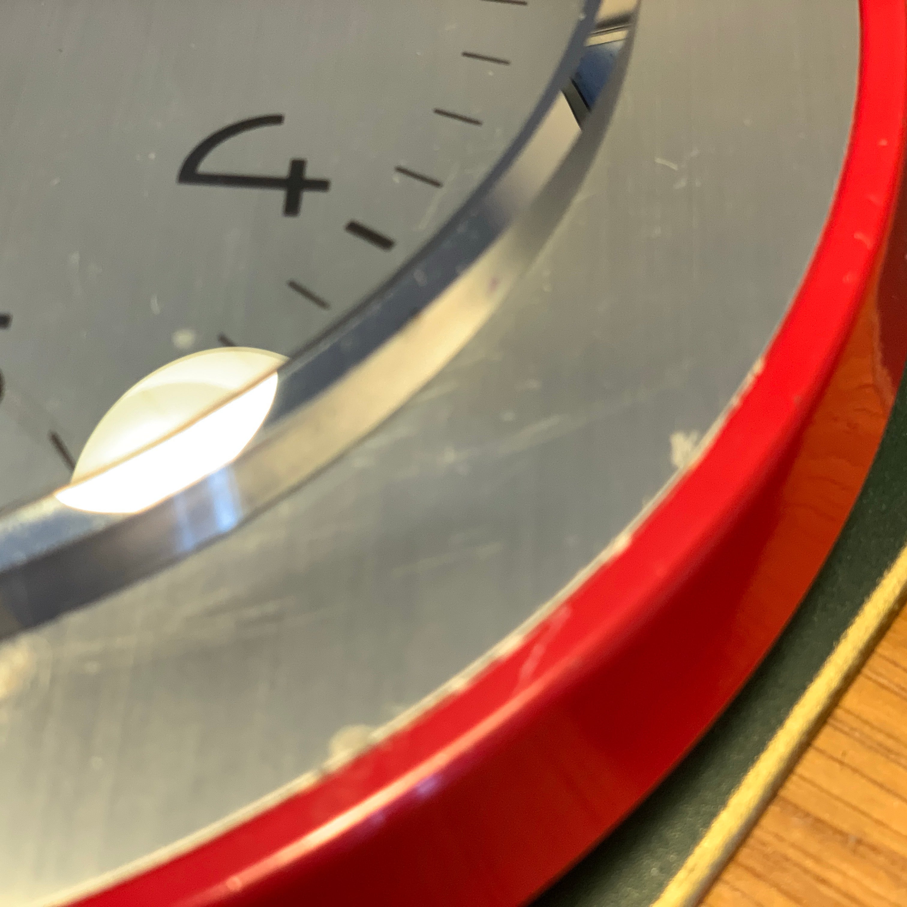 Timemaster Wall Clock, Red Steel, 1960s, Original Transistor Electronic Movement, German