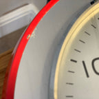 Timemaster Wall Clock, Red Steel, 1960s, Original Transistor Electronic Movement, German
