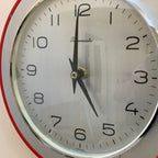 Timemaster Wall Clock, Red Steel, 1960s, Original Transistor Electronic Movement, German