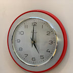 Timemaster Wall Clock, Red Steel, 1960s, Original Transistor Electronic Movement, German