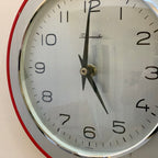 Timemaster Wall Clock, Red Steel, 1960s, Original Transistor Electronic Movement, German