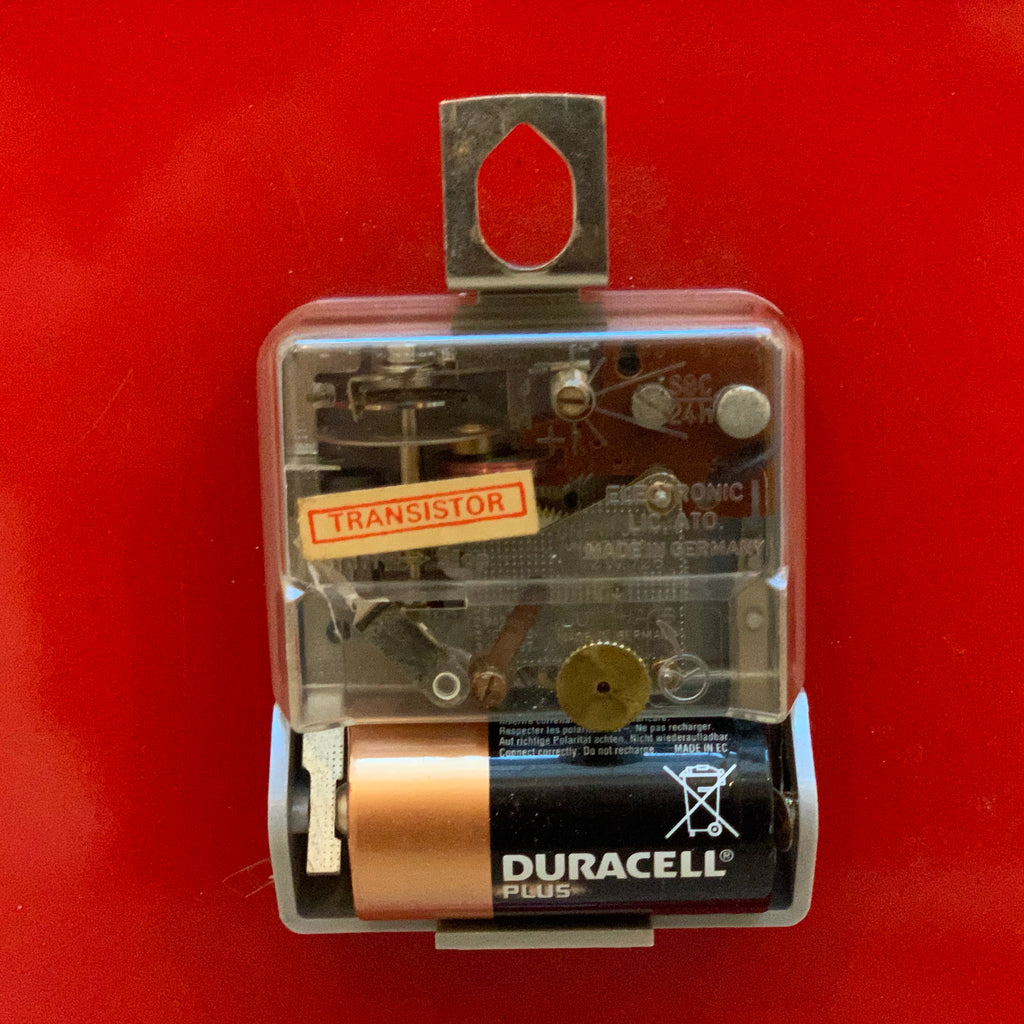 Timemaster Wall Clock, Red Steel, 1960s, Original Transistor Electronic Movement, German