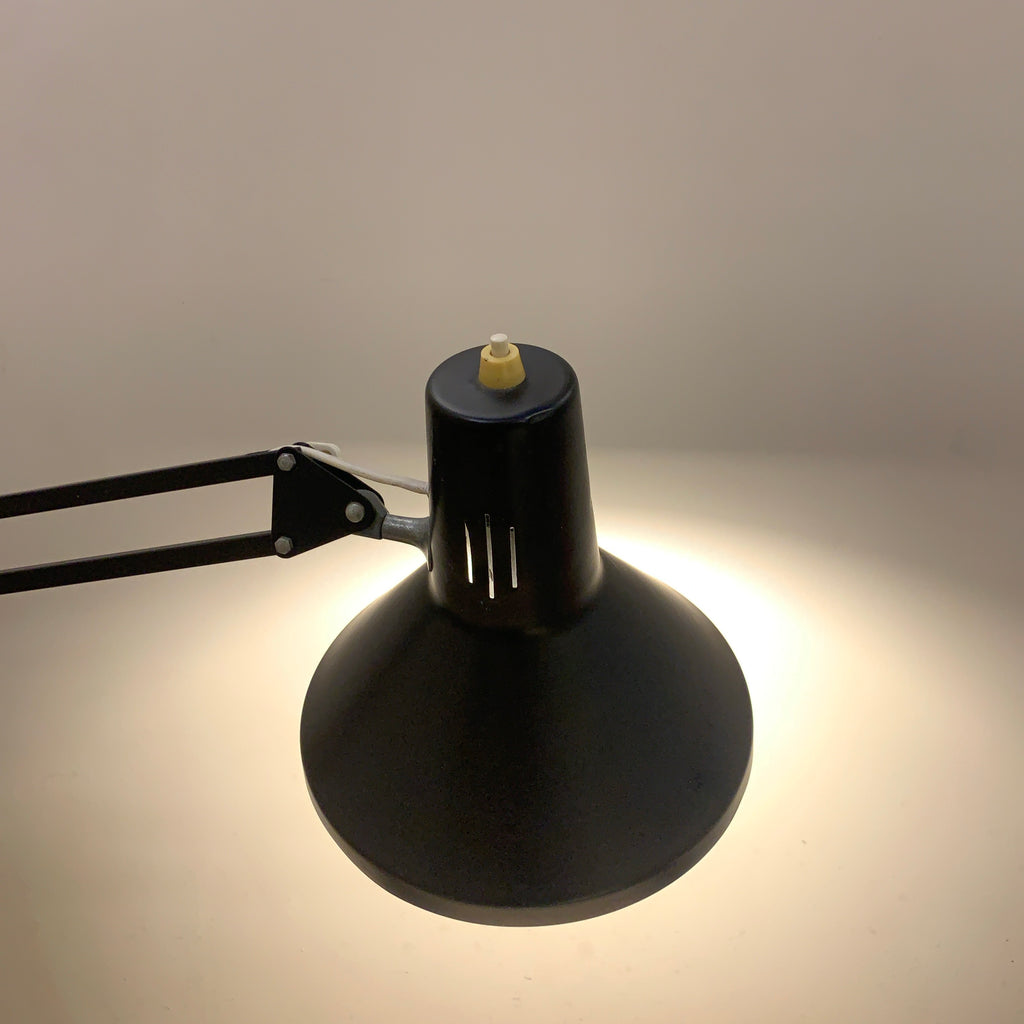 Twist T1 Architect Desk Lamp – 1970s Black Lacquered Steel Parallelogram Arm French 70cm