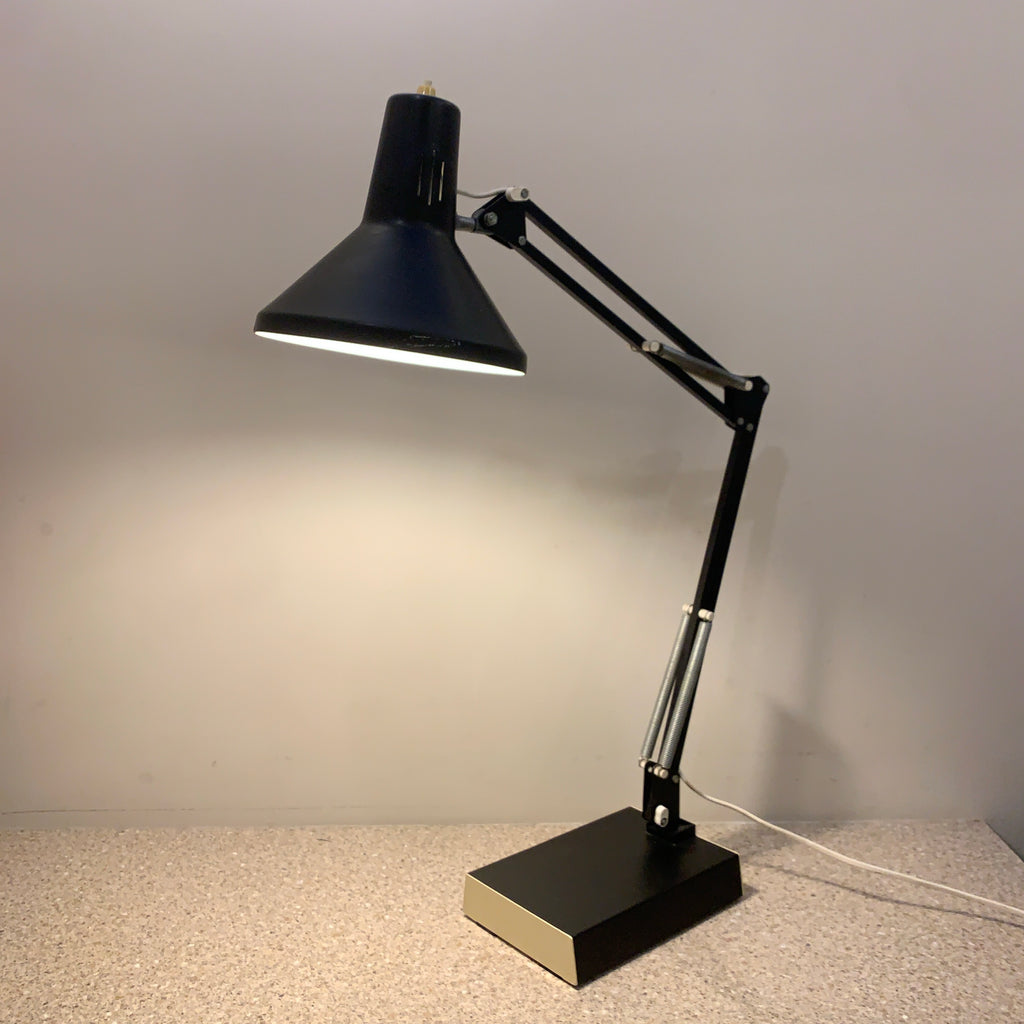Twist T1 Architect Desk Lamp – 1970s Black Lacquered Steel Parallelogram Arm French 70cm
