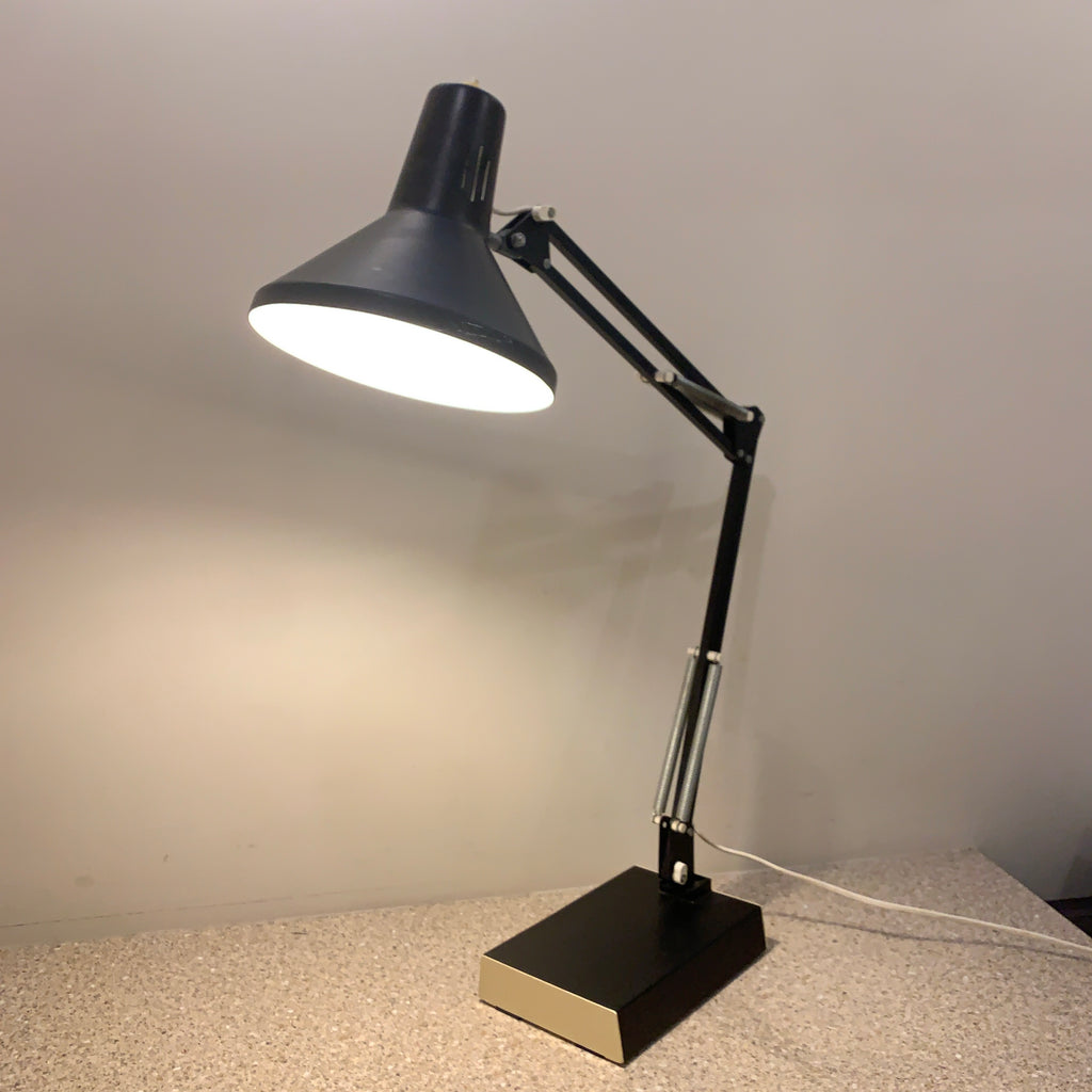 Twist T1 Architect Desk Lamp – 1970s Black Lacquered Steel Parallelogram Arm French 70cm