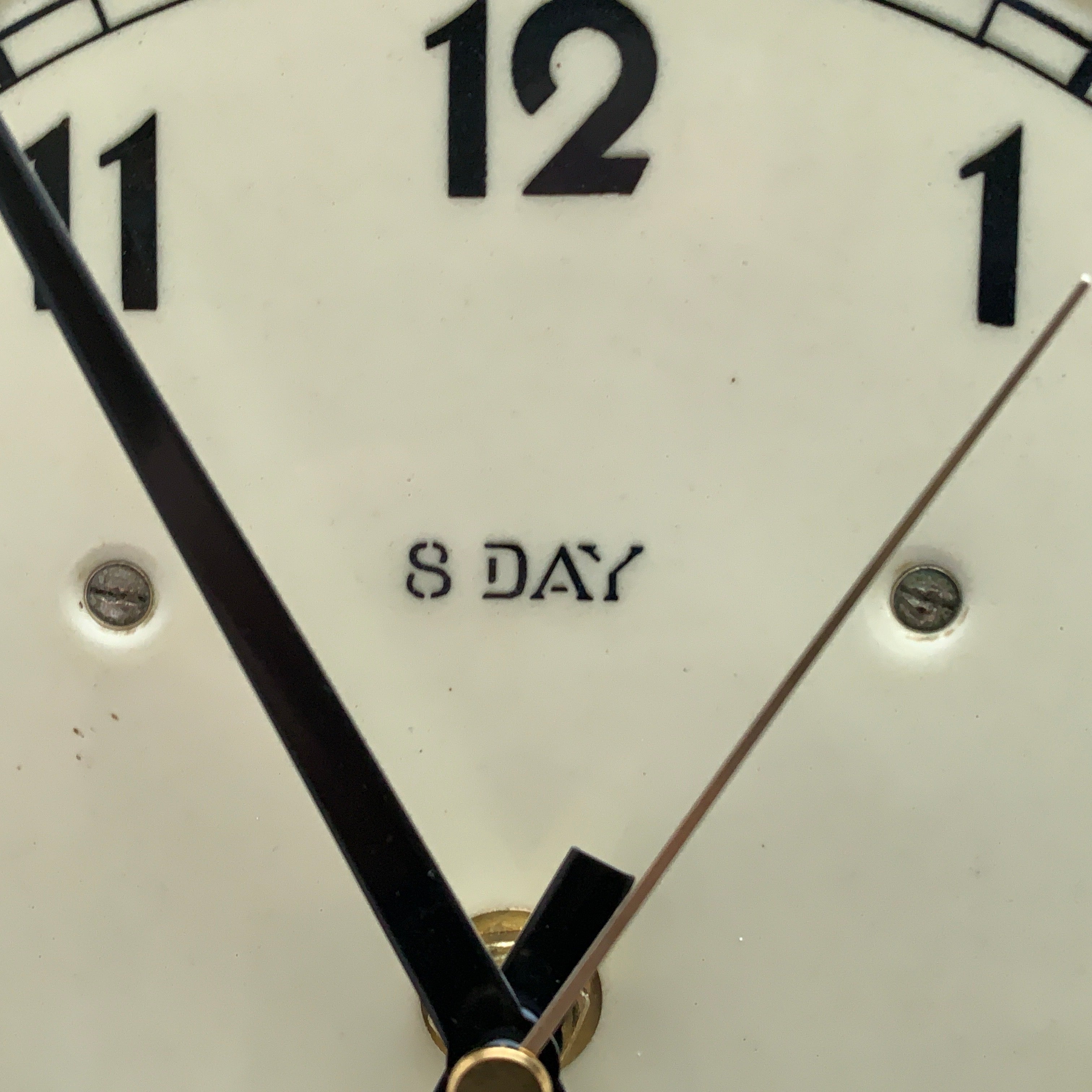 Vintage German Ceramic Wall Clock, 1930s Art Deco, Cream Ivory, 8 Day, Arched Case