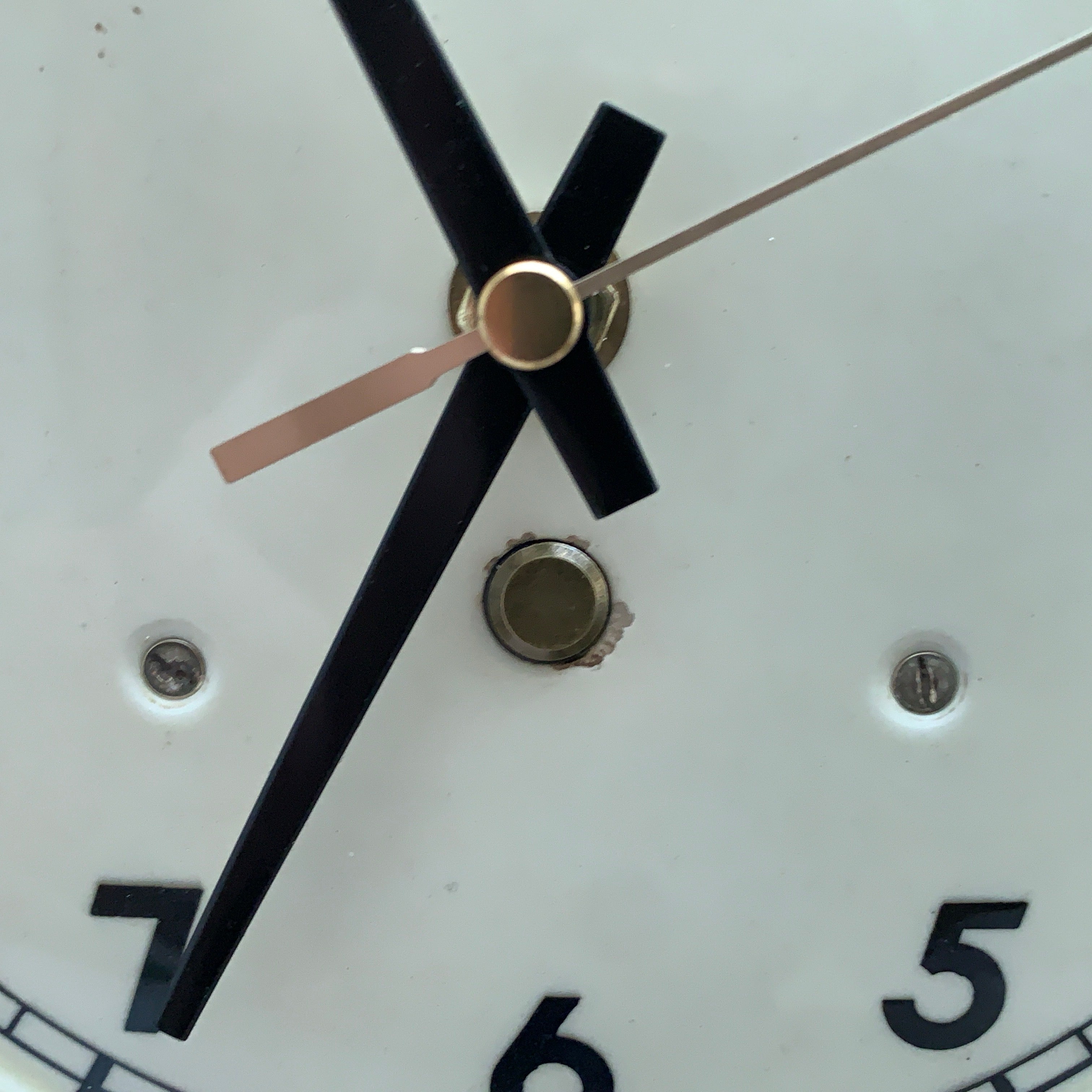 Vintage German Ceramic Wall Clock, 1930s Art Deco, Cream Ivory, 8 Day, Arched Case