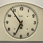 Vintage German Ceramic Wall Clock, 1930s Art Deco, Cream Ivory, 8 Day, Arched Case