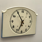 Vintage German Ceramic Wall Clock, 1930s Art Deco, Cream Ivory, 8 Day, Arched Case