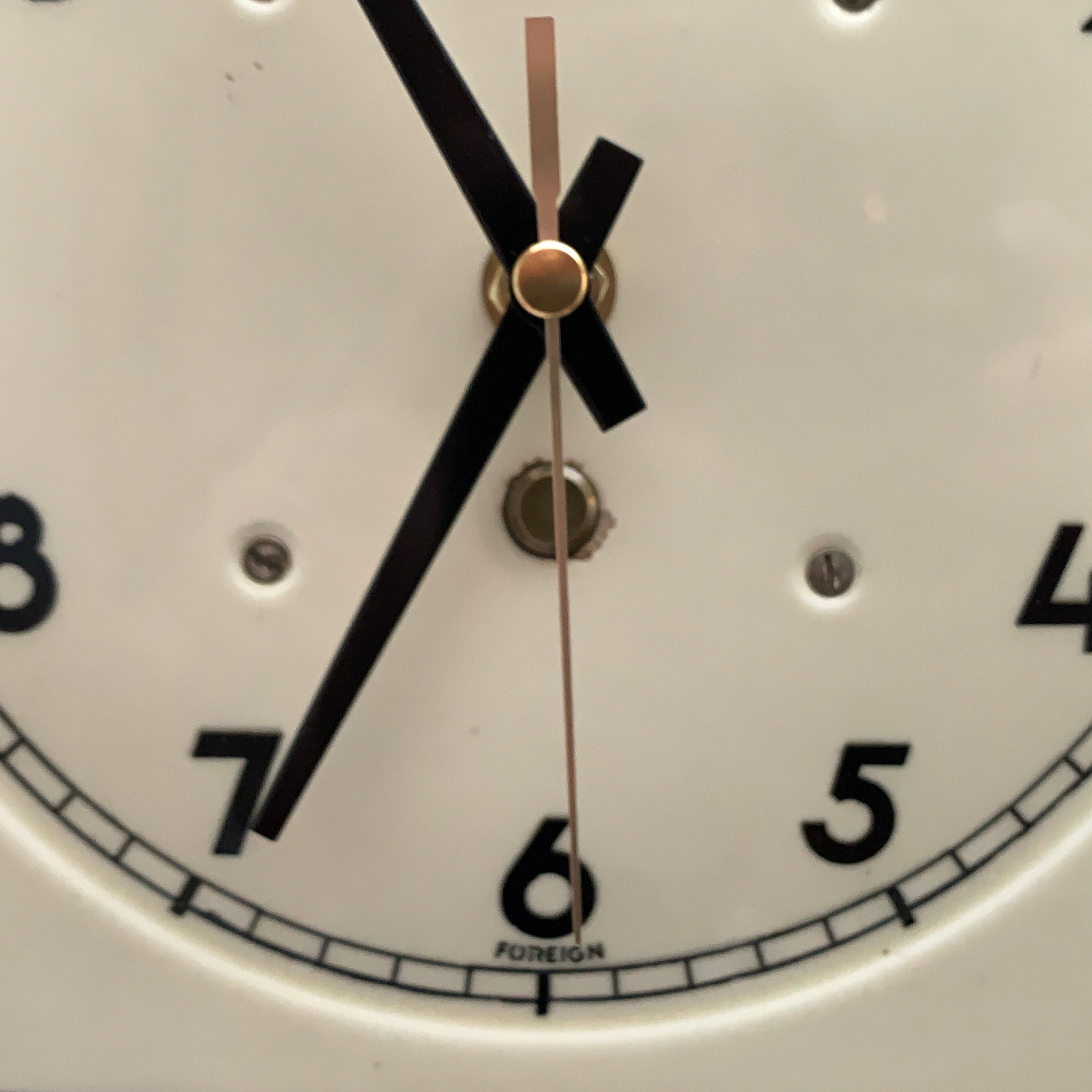 Vintage German Ceramic Wall Clock, 1930s Art Deco, Cream Ivory, 8 Day, Arched Case