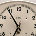 Vintage German Ceramic Wall Clock, 1930s Art Deco, Cream Ivory, 8 Day, Arched Case