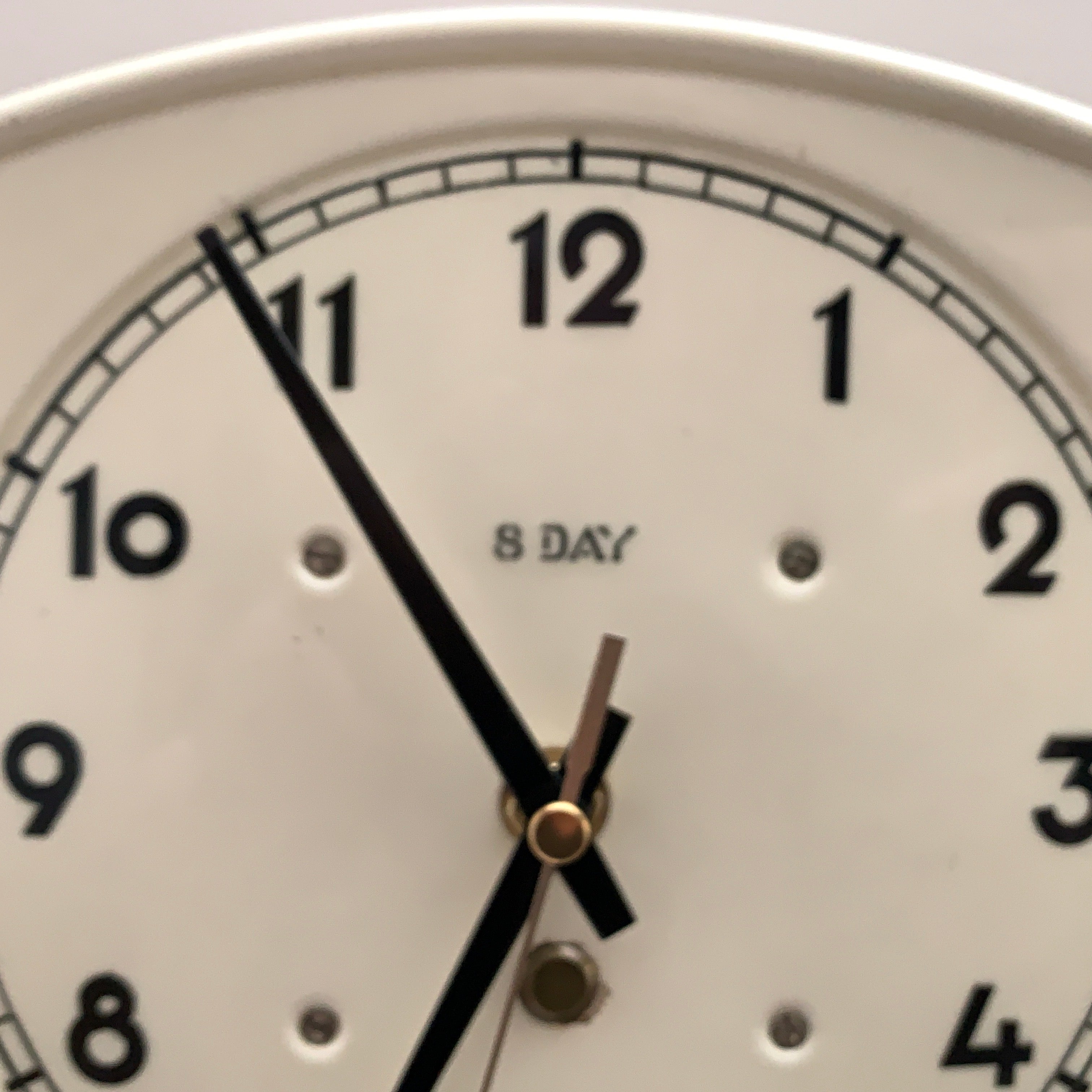 Vintage German Ceramic Wall Clock, 1930s Art Deco, Cream Ivory, 8 Day, Arched Case