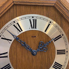 Vintage German Oak Octagonal Wall Clock, Brass Roman Numeral Dial, All Original, 12 Inch
