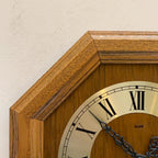 Vintage German Oak Octagonal Wall Clock, Brass Roman Numeral Dial, All Original, 12 Inch