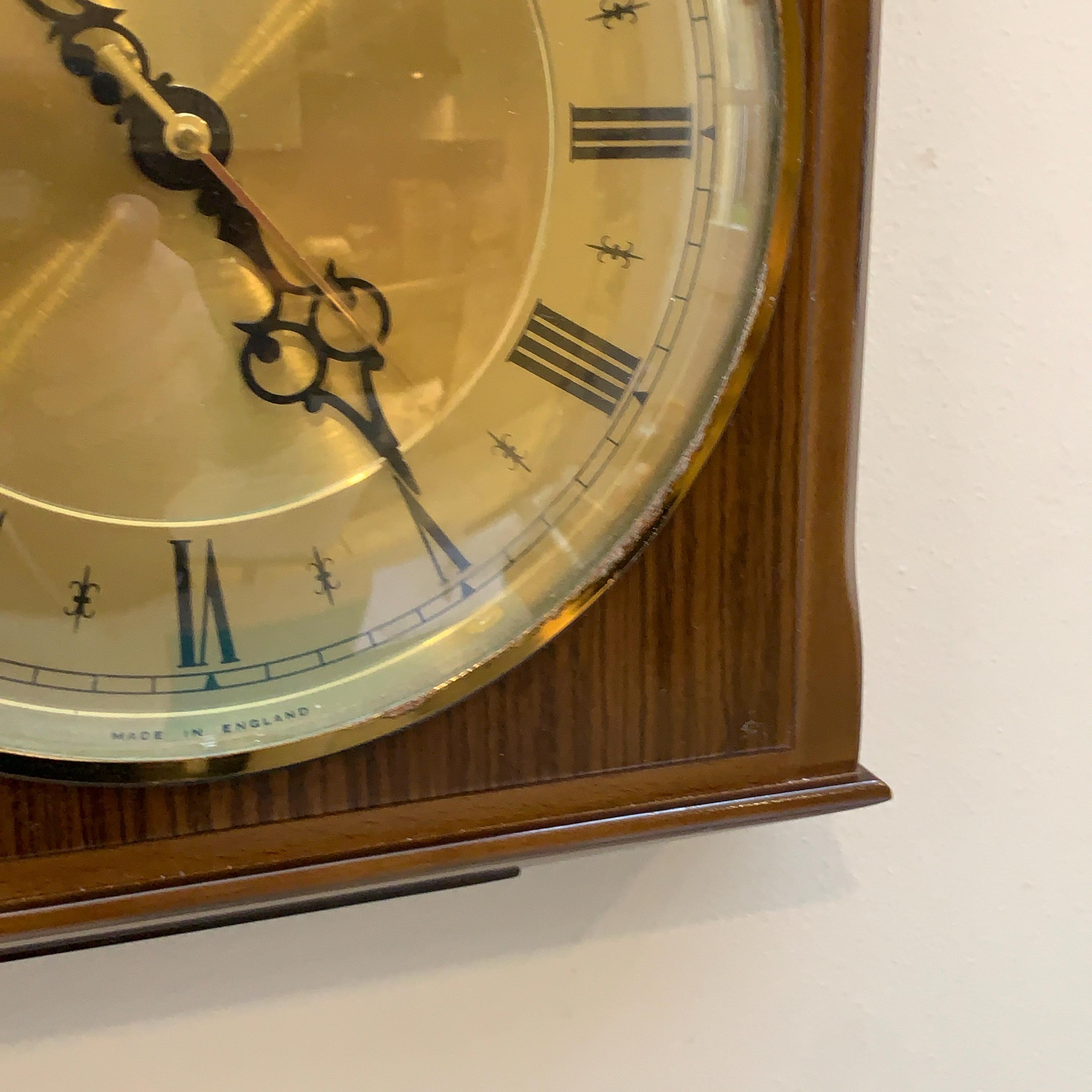 Vintage Metamec 4625 Wall Clock, England 1977, Two-Tone Wood, 10 x 8.5 Inch