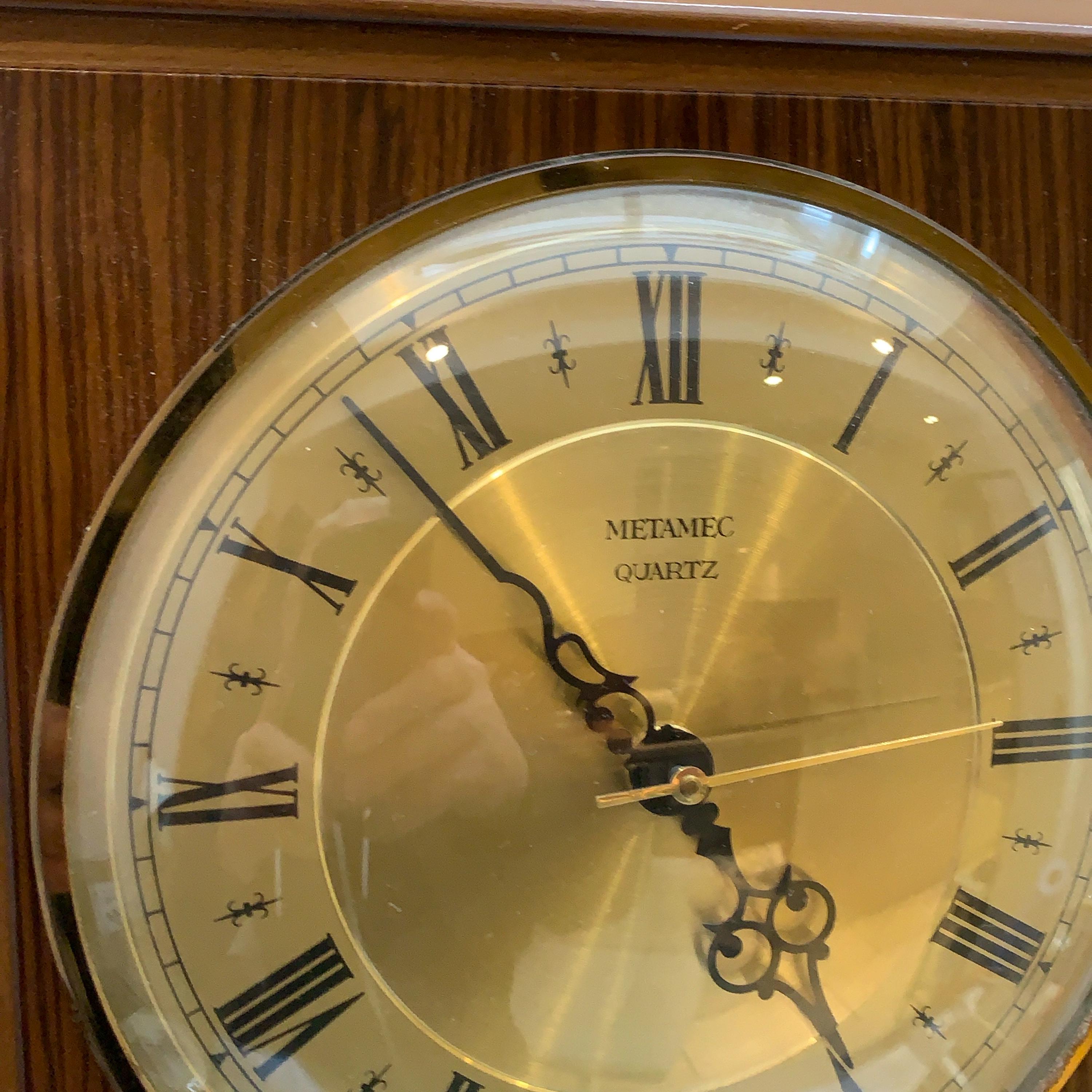 Vintage Metamec 4625 Wall Clock, England 1977, Two-Tone Wood, 10 x 8.5 Inch