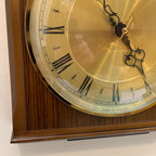 Vintage Metamec 4625 Wall Clock, England 1977, Two-Tone Wood, 10 x 8.5 Inch
