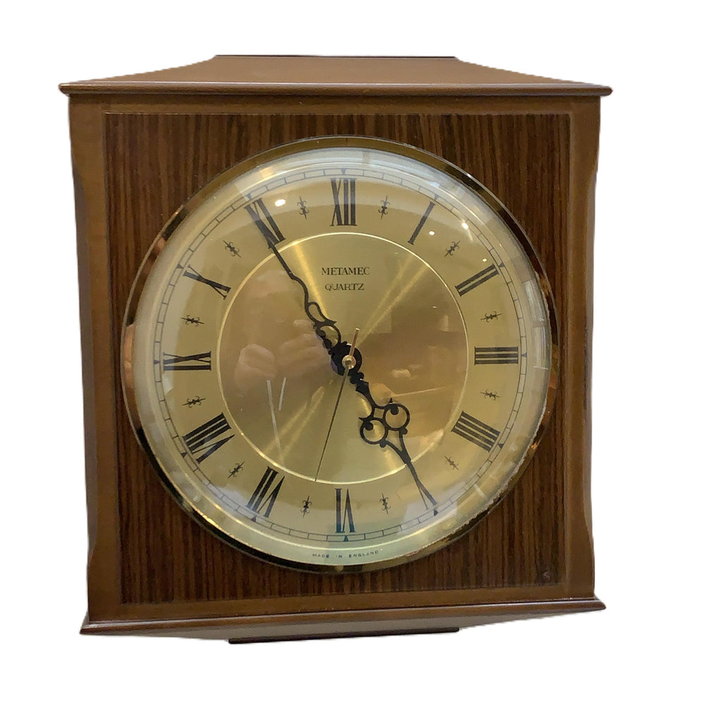 Vintage Metamec 4625 Wall Clock, England 1977, Two-Tone Wood, 10 x 8.5 Inch
