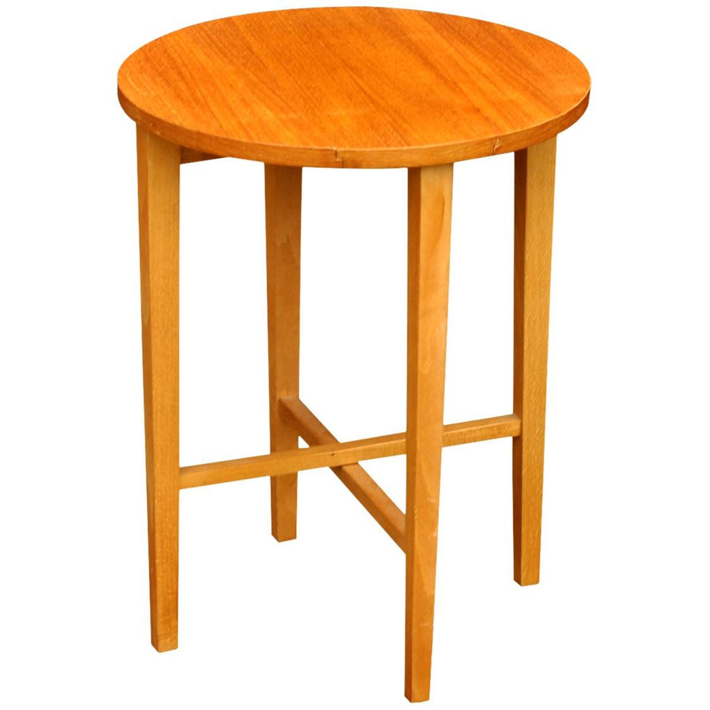 Vintage Teak Folding Side Table, Scandinavian Danish Modern Style, Round Occasional Table