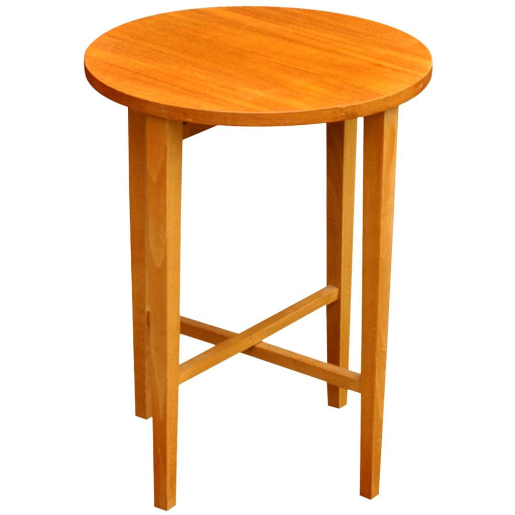 Vintage Teak Folding Side Table, Scandinavian Danish Modern Style, Round Occasional Table