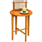 Vintage Teak Folding Side Table, Scandinavian Danish Modern Style, Round Occasional Table