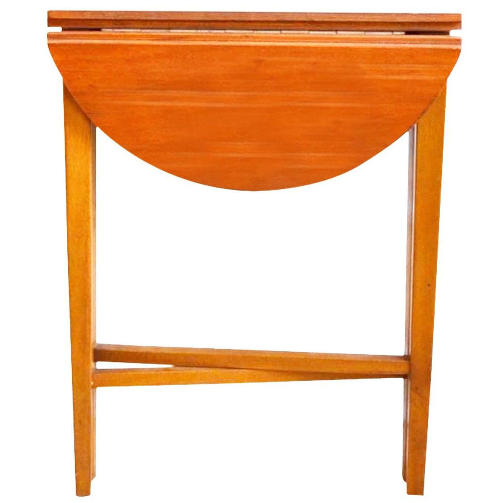 Vintage Teak Folding Side Table, Scandinavian Danish Modern Style, Round Occasional Table
