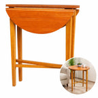 Vintage Teak Folding Side Table, Scandinavian Danish Modern Style, Round Occasional Table