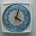 Vintage Westclox Scotland Kitchen Wall Clock, 1960s Retro Blue Dial, New Quartz, 8.25 Inch