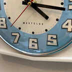 Vintage Westclox Scotland Kitchen Wall Clock, 1960s Retro Blue Dial, New Quartz, 8.25 Inch