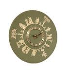 Wedgwood Jasperware Wall Clock – 1970s Sage Green Neoclassical White Relief Figures 9.5 Inch Quartz