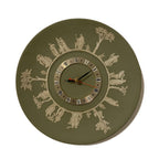 Wedgwood Jasperware Wall Clock – 1970s Sage Green Neoclassical White Relief Figures 9.5 Inch Quartz