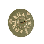 Wedgwood Jasperware Wall Clock – 1970s Sage Green Neoclassical White Relief Figures 9.5 Inch Quartz