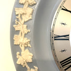 Wedgwood Metamec Collaboration Wall Clock – 1977 Blue Jasperware Vine Leaf Quartz 10 Inch Perfect