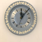 Wedgwood Metamec Collaboration Wall Clock – 1977 Blue Jasperware Vine Leaf Quartz 10 Inch Perfect