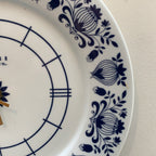 Weimar Electronic Porcelain Plate Clock, 1970s, Cobalt Blue Folk Art Floral, East Germany