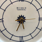 Weimar Electronic Porcelain Plate Clock, 1970s, Cobalt Blue Folk Art Floral, East Germany