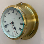 Westclox Quartzmatic Scotland Brass Ships Clock – 1970s Porthole Bulkhead Roman Numeral 8 Inch