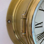 Westclox Quartzmatic Scotland Brass Ships Clock – 1970s Porthole Bulkhead Roman Numeral 8 Inch