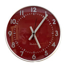 Westclox Red Dial Wall Clock, Made in Scotland, 1960s, Rare Colourway, Screen Printed Glass