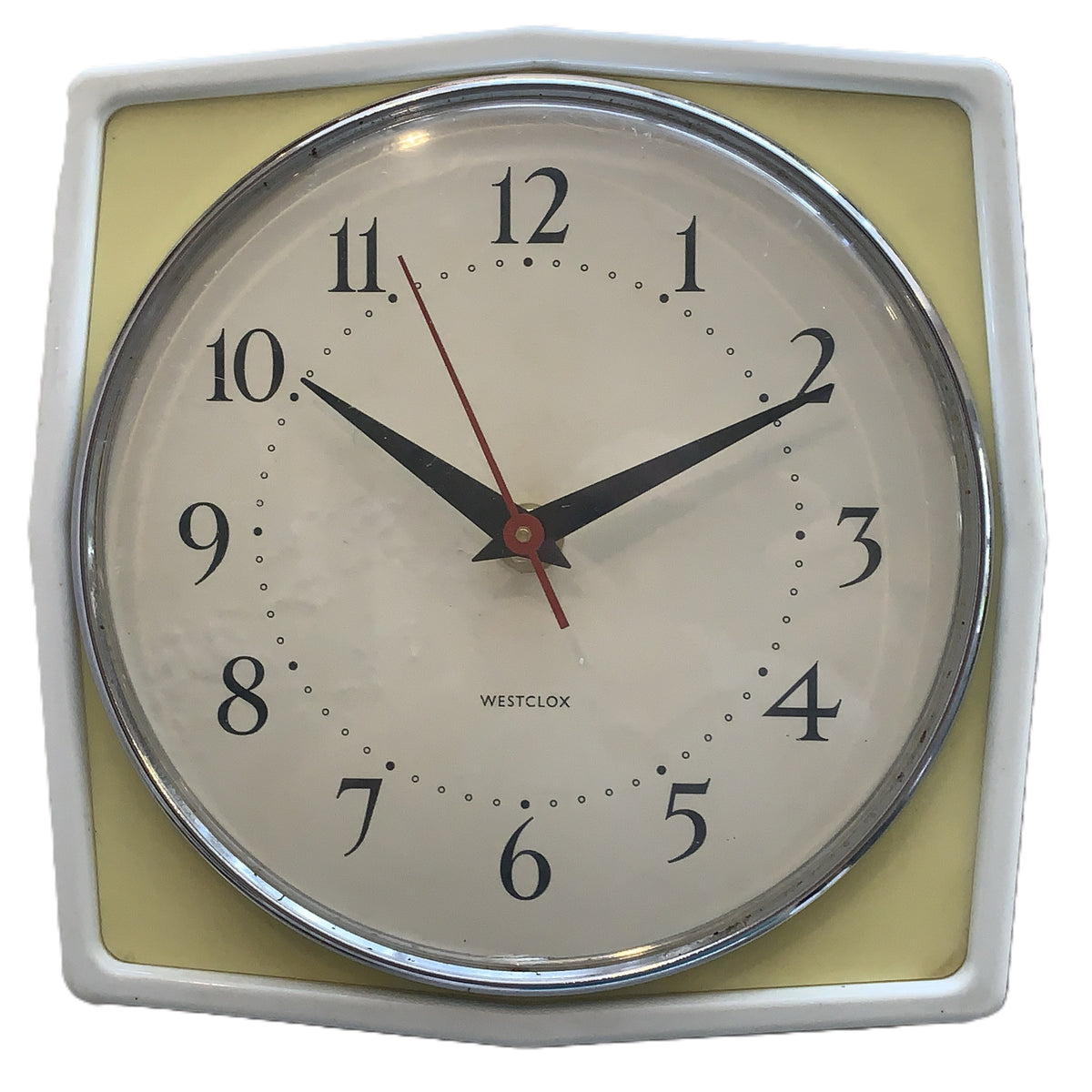 Westclox Scotland Kitchen Wall Clock — 1960s Yellow Retro Dial, New Quartz