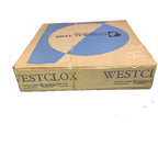 Westclox Scotland Wall Clock – Late 1960s Teal Green Gold Starburst 12 Inch NOS Original Box Mains